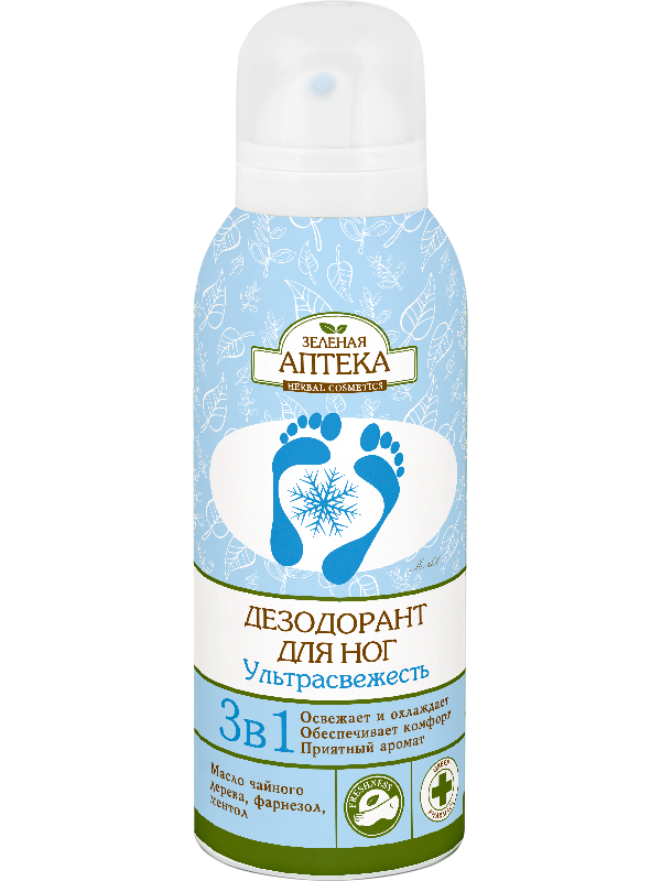 

Дезодорант для ног охлаждающий "Ультрасвежесть" - Зеленая Аптека 150мл.