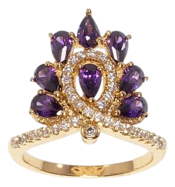 

Кольцо Xuping Позолота 18K "Изящная корона с сиреневыми кристаллами и цирконием" р.16,17,18,18.5,19.5