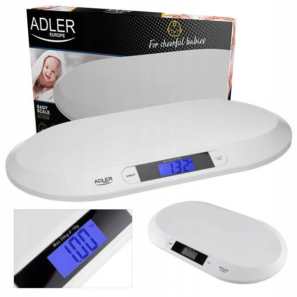 

Детские электронные весы для новорожденных Adler AD 8139 (LCD, до 20кг, Польша)