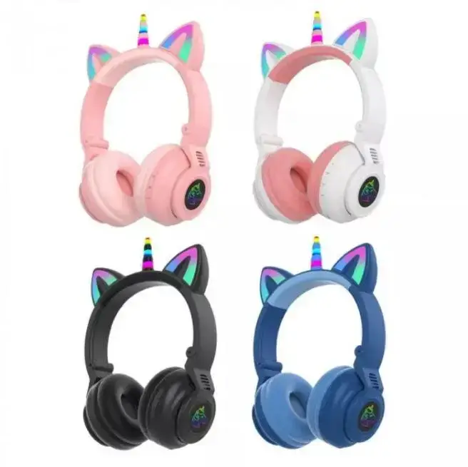 

Детские беспроводные наушники Единорог Cat Ear STN-27 LED Bluetooth