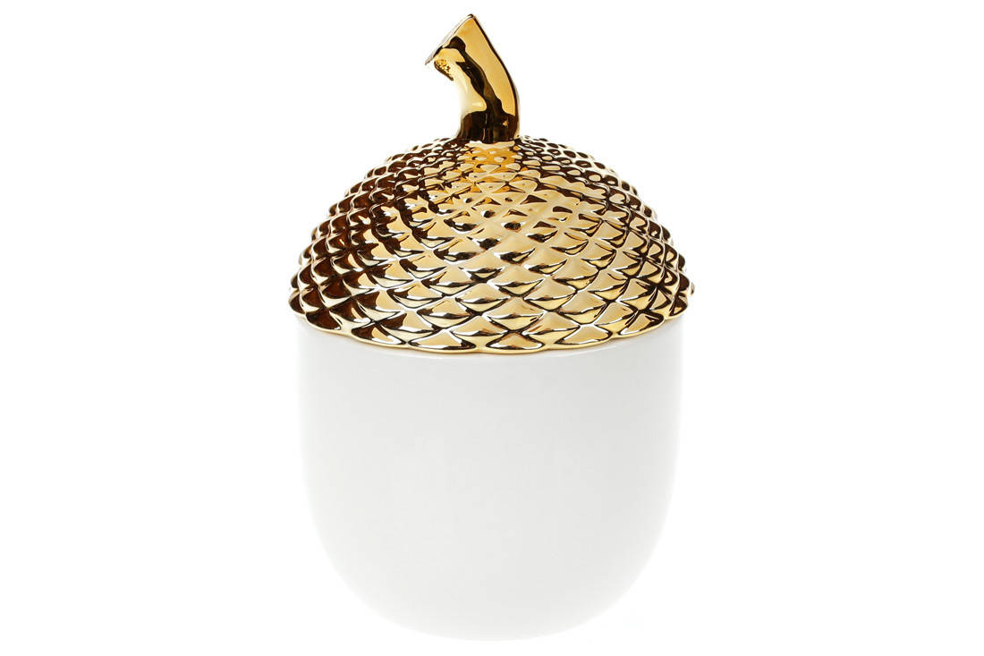 

Банка Желудь, 800мл, цвет - белый с золотом