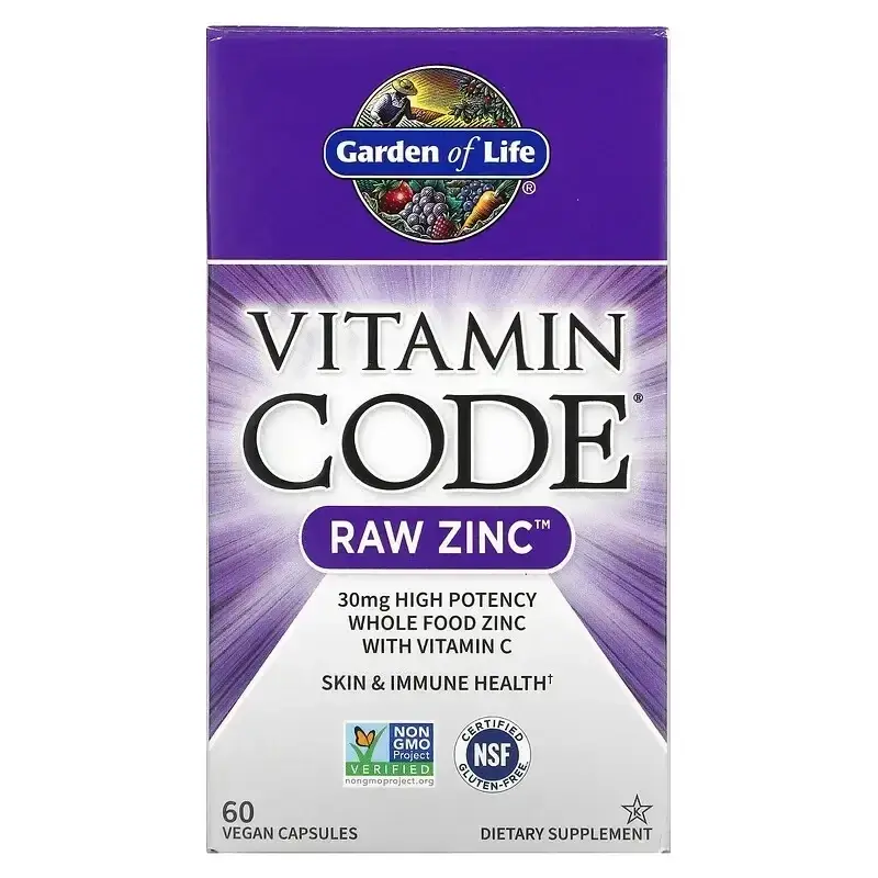 

Garden of Life, Vitamin Code, RAW Zinc, Цинк 60 веганских капсул