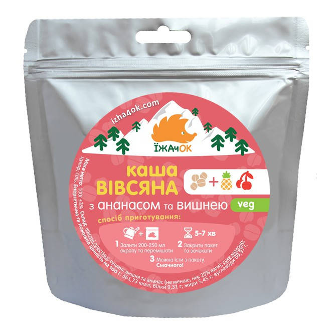 

Сушені продукти Їжачок Вівсяна каша з ананасом і вишнею