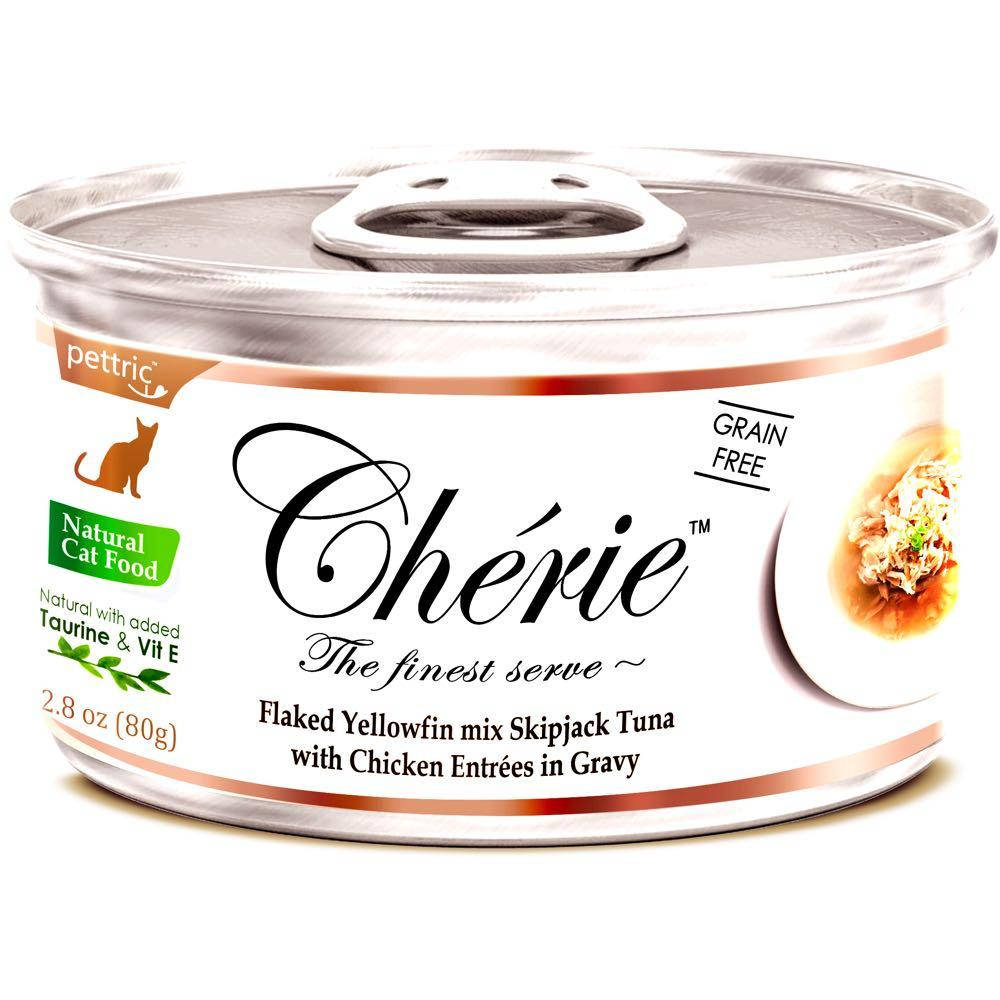 

Консервы для котов с тунцом и курицей в соусе Cherie 80 гр