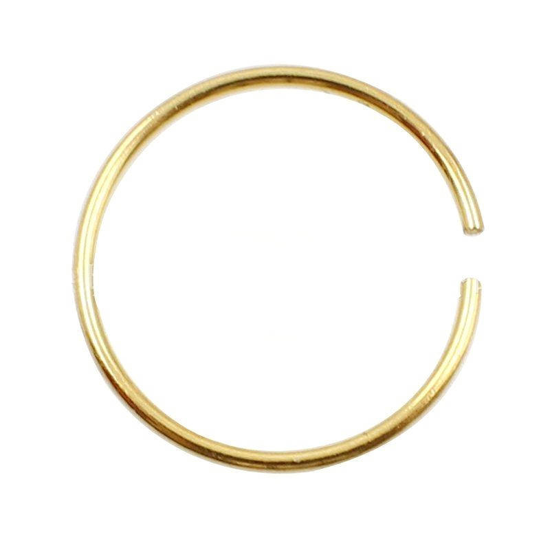 

Серьга для пирсинга носа металлическое колечко золотая 9 мм