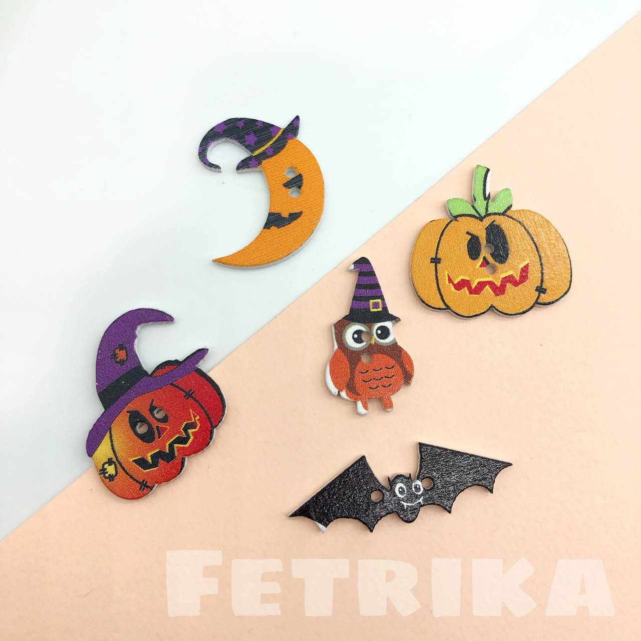 

Пуговицы “Halloween" деревянные, МИКС, Разные цвета