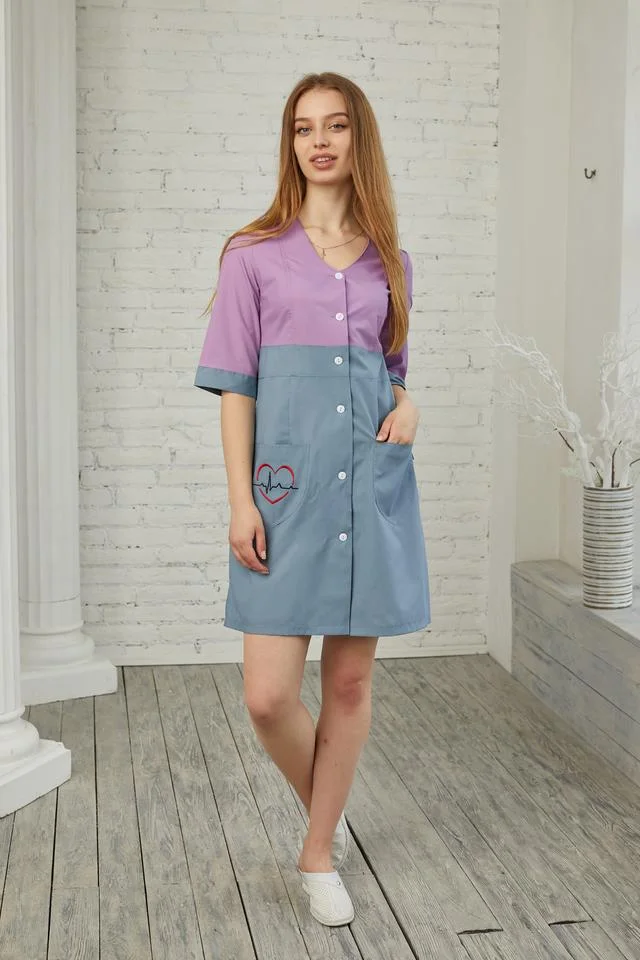 

Медицинский женский сиренево-серый халат для врачей 42-56 46