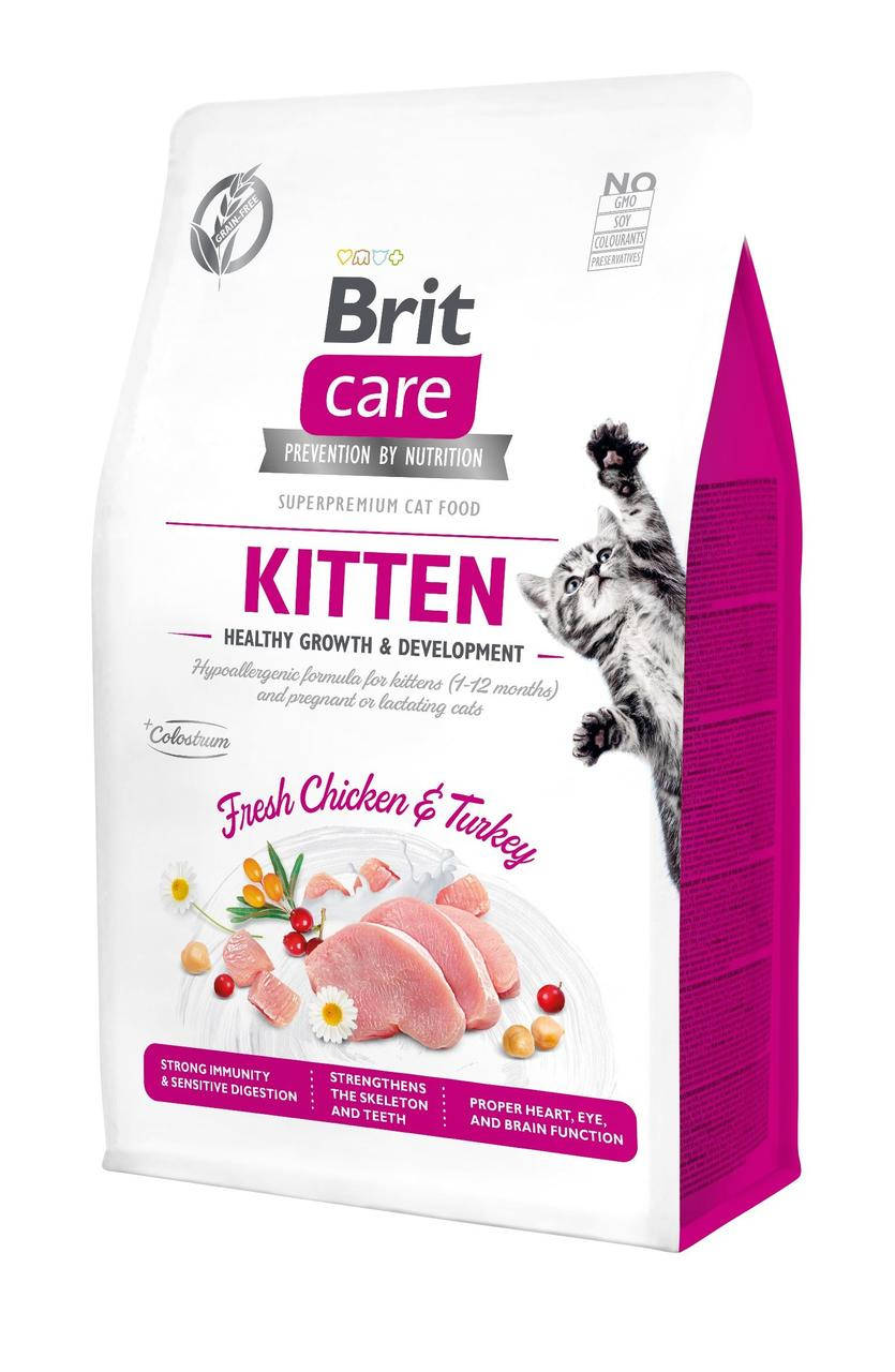 

Сухой корм для котят Brit Care Kitten беззерновой с индейкой и курицей 400г.