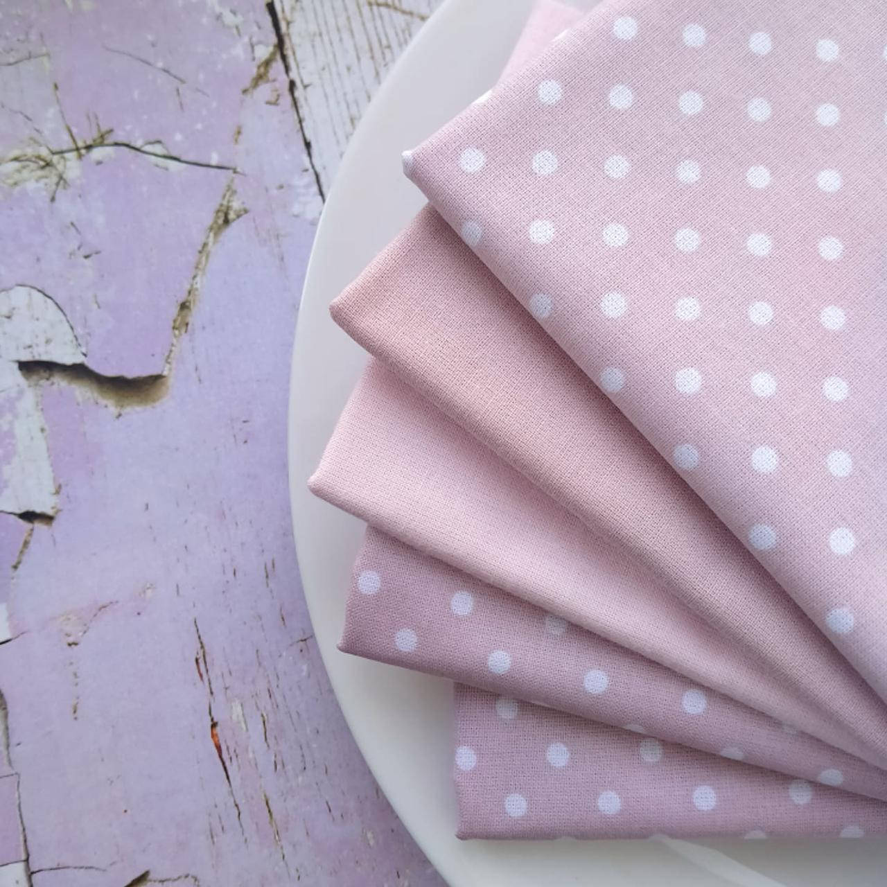 

Ткань хлопок горошек светлая пудра 4мм