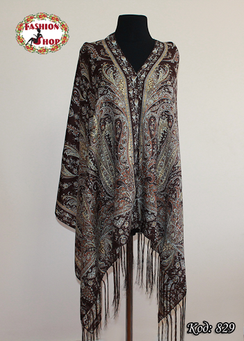 

Павлопосадский коричневый палантин Осенний шик