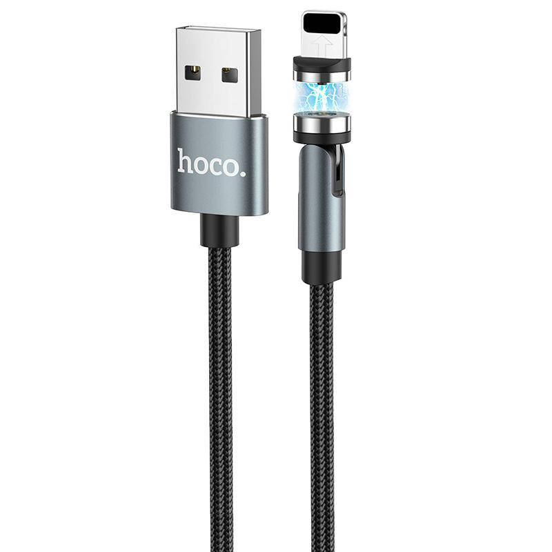 

Кабель USB магнитный Hoco U94 Universal Rotating Lightning Black 1.2m, Черный