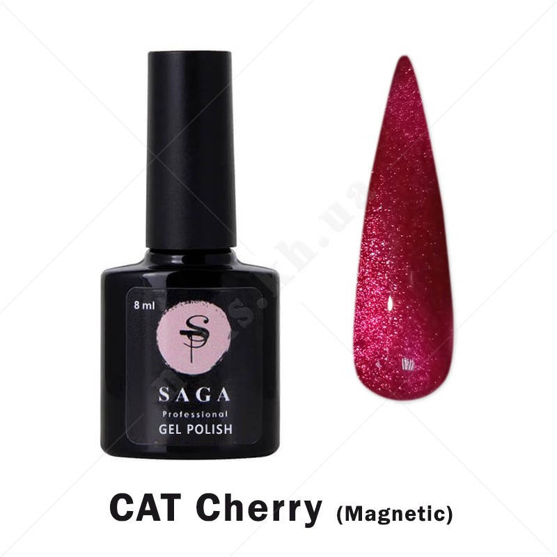 

Saga Cat Cherry Гель-лак кошачий глаз вишнёвый, 8мл