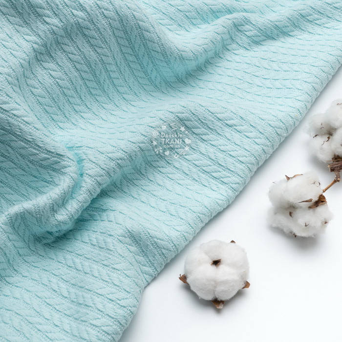 

Хлопковое полотно "косичка" цвет светлый тиффани, ширина 230 см, Бирюзовый