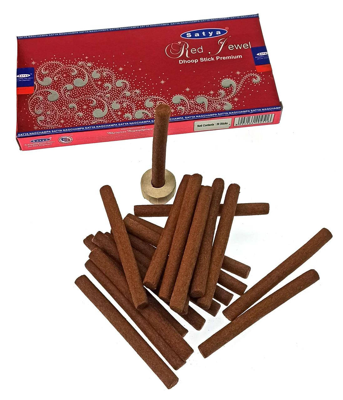 

Благовония безосновные Red Jewel dhoop sticks, Satya, Индия (20 шт.)