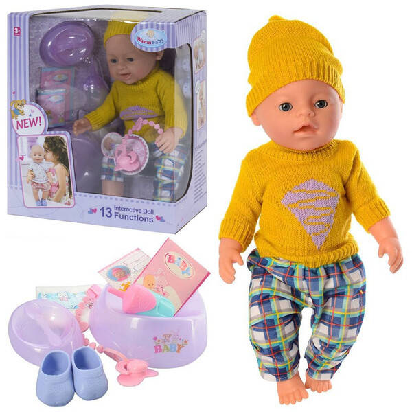 

Пупс мальчик интерактивный Warm Baby 42 см 13 функций со звуками на батарейках кукла для девочки (9603)