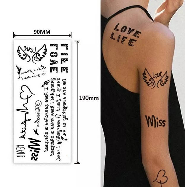 

Временная татуировка водостойкая Тату сет 19*9 "Сет надписи любовь"