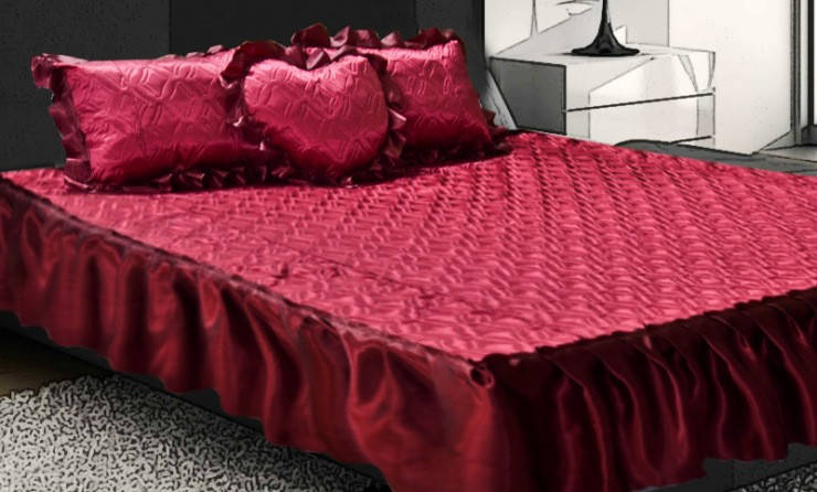 

Покрывало атласное на кровать с подушками, Разные цвета