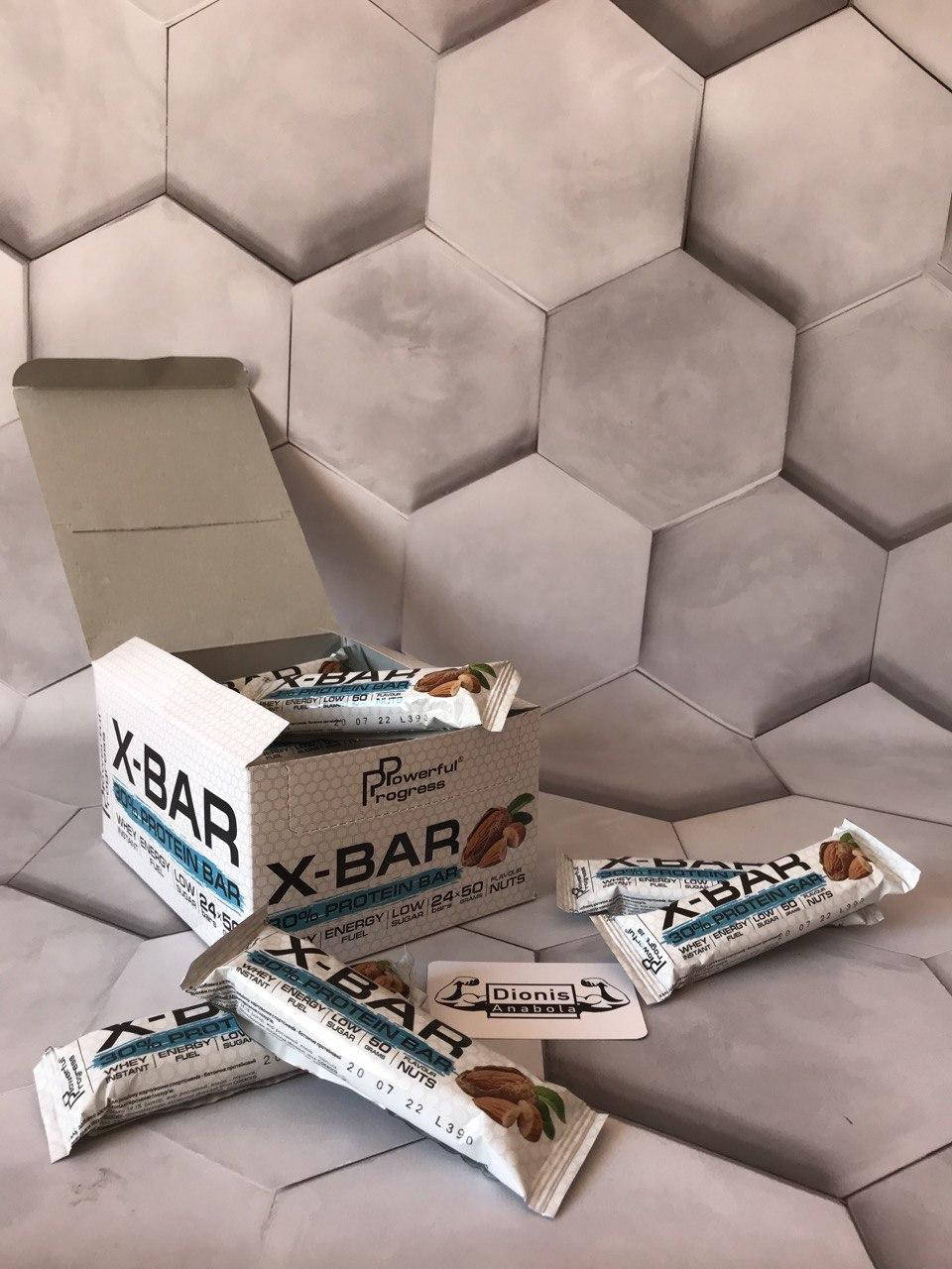 

Высокобелковый Протеиновый Батончик с миндалем, X-Bar, Powerful Progress