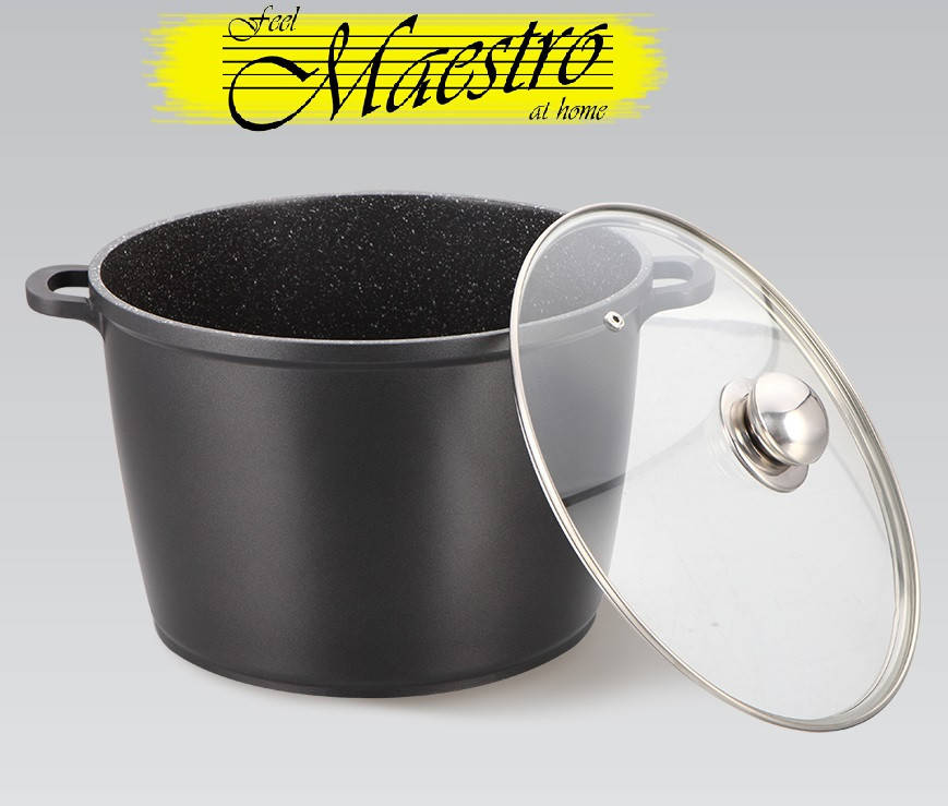 

Кастрюля с гранитным покрытием Maestro 10,5 литров MR-4628H, Черный