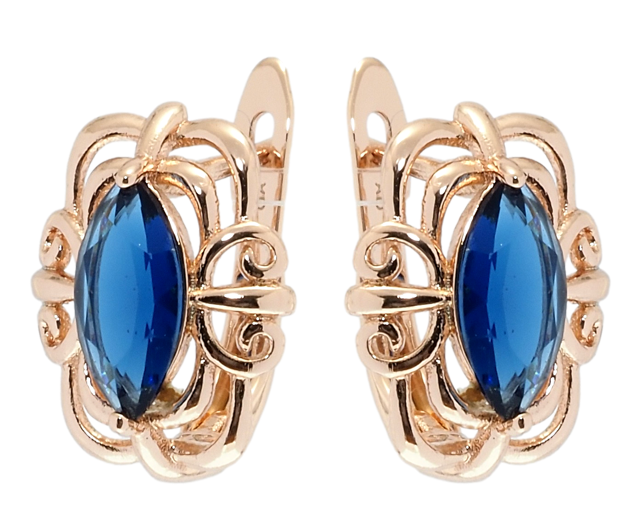 

Серьги Xuping Позолота РО английский замок "Богема с синими фианитами"