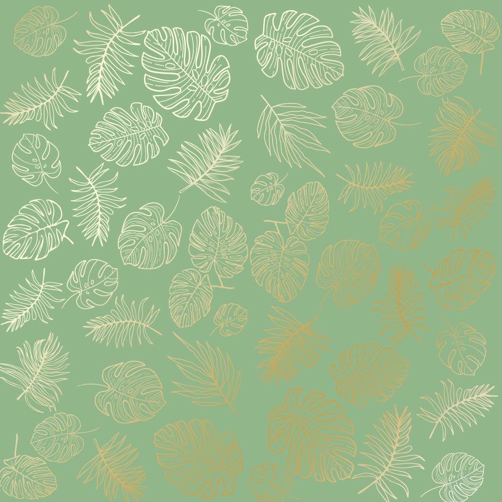 

Папір з фольгуванням - Golden Tropical Leaves Avocado - Fabrika Decoru - 30x30