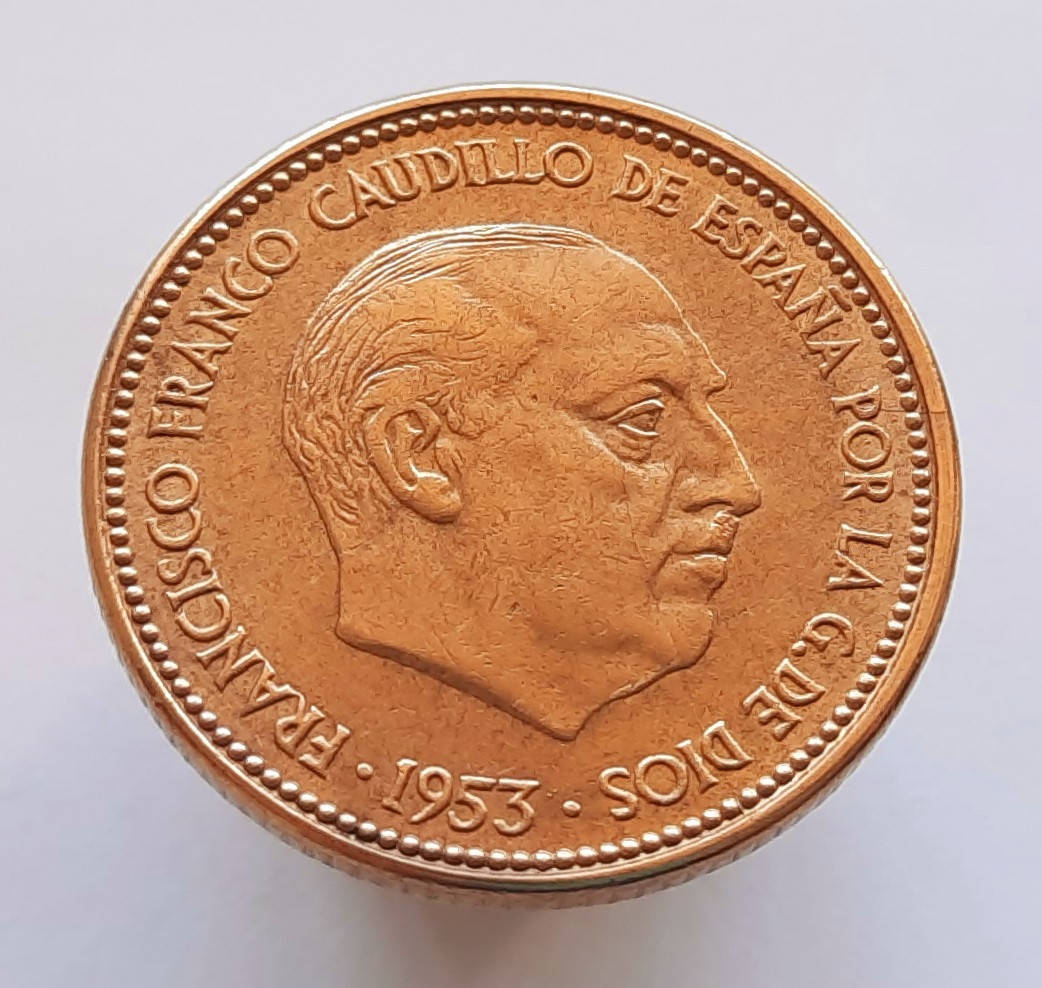 

Испания 2½ песеты 1953 ( 56 внутри звезды )