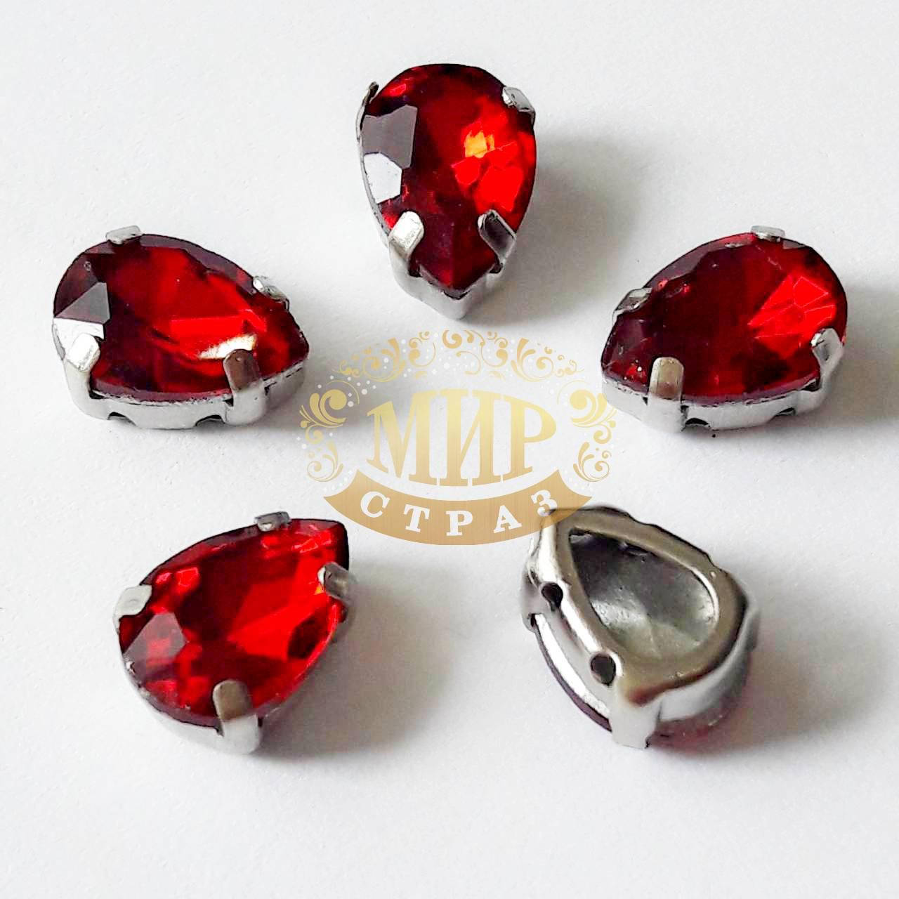 

Стразы в цапах Люкс, форма Капля, цвет Siam, 7х10мм, 1шт, Белый