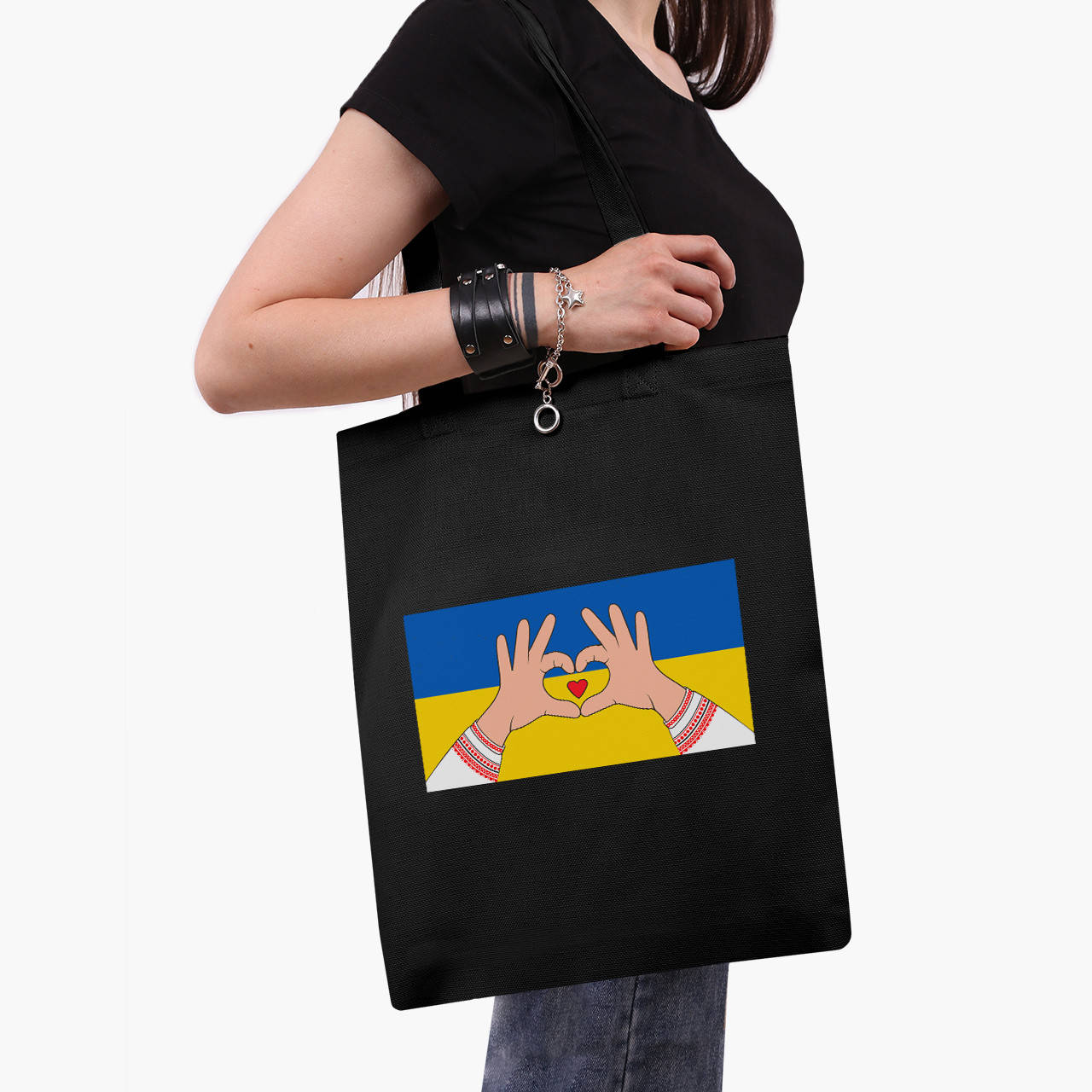 

Эко сумка Люблю Украину (Love Ukraine) (9227-3690-BK) черная классическая, Черный
