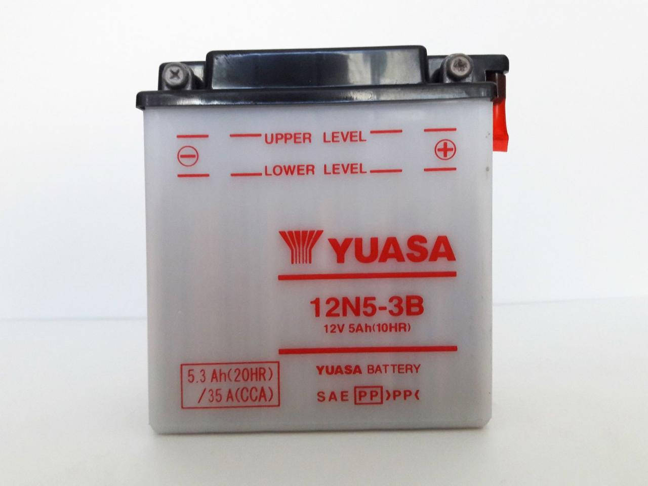 

YUASA 12N5-3B Мото аккумулятор 5,3 А/ч, 39 А, (-/+) 120х60х130 мм