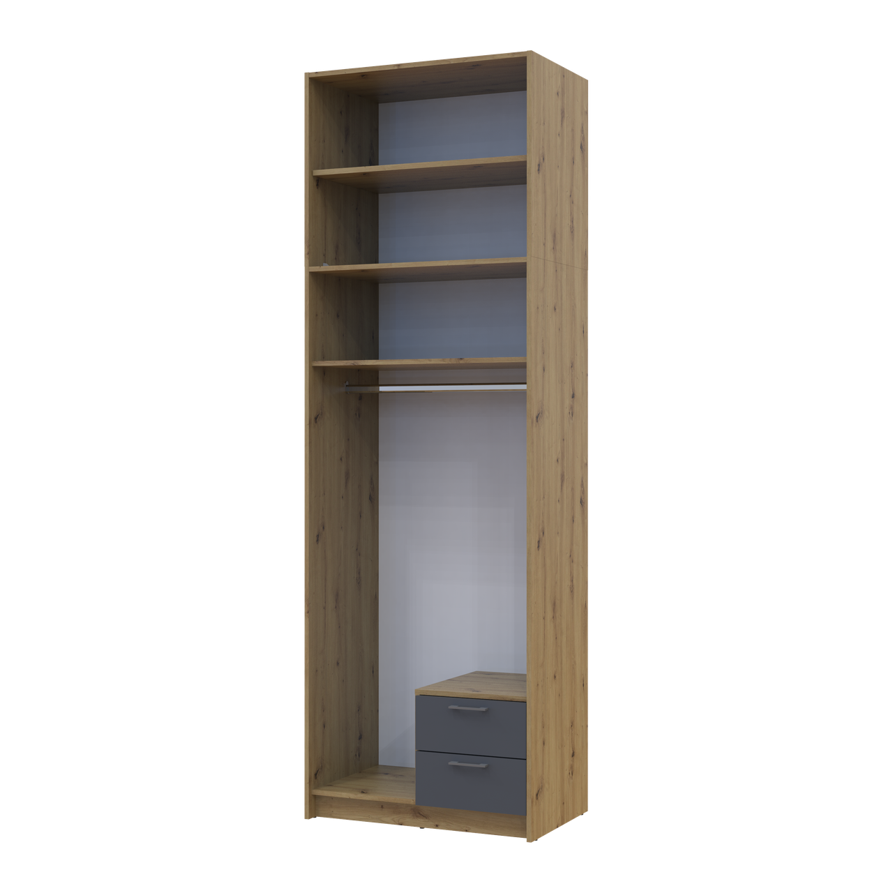 Шафа для одягу Doros Ронді з високою антресолею Дуб Артізан/Графіт 2 ДСП 82х52х260 (42005186) 3