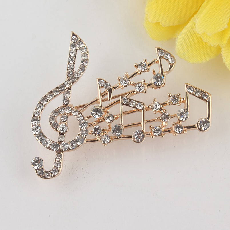 

Брошь Музыка и нотты кристаллы Swarovski