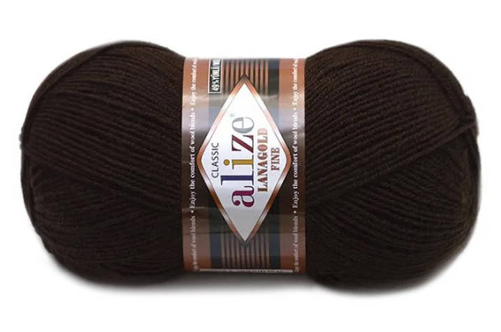 

Alize LanaGold Fine, коричневый №26