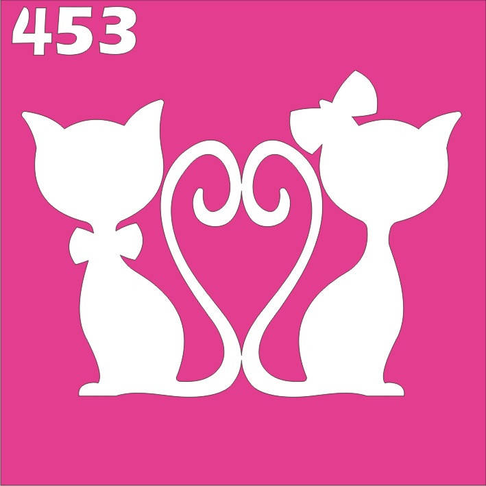 

Трафарет Котики для био-тату хной, блеск тату Boni Kasel № 453