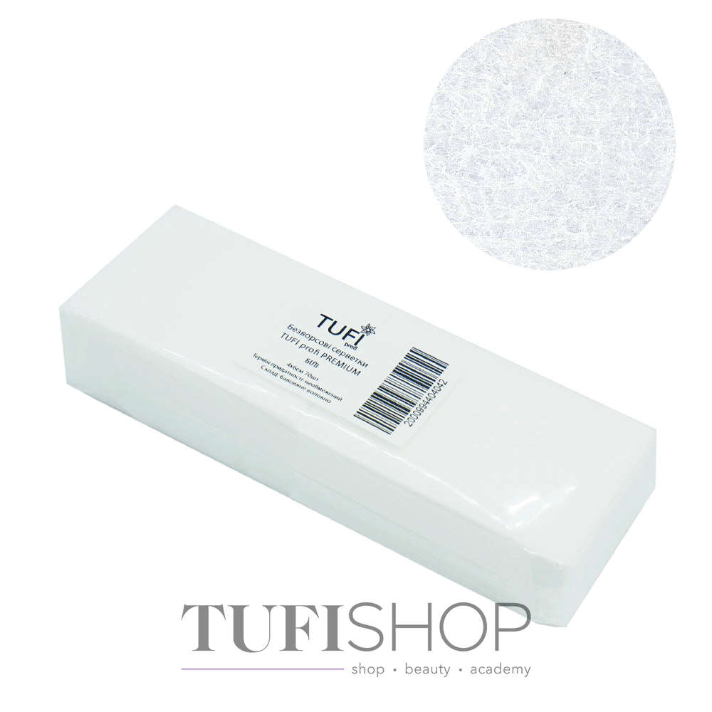 

Безворсовые салфетки TUFI profi PREMIUM белые плотные 4х6 см 70 шт (104165)