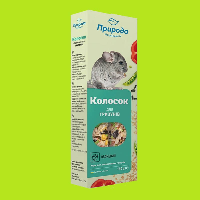 

Корм и лакомство для декоративных грызунов Колосок Овощной 140 г