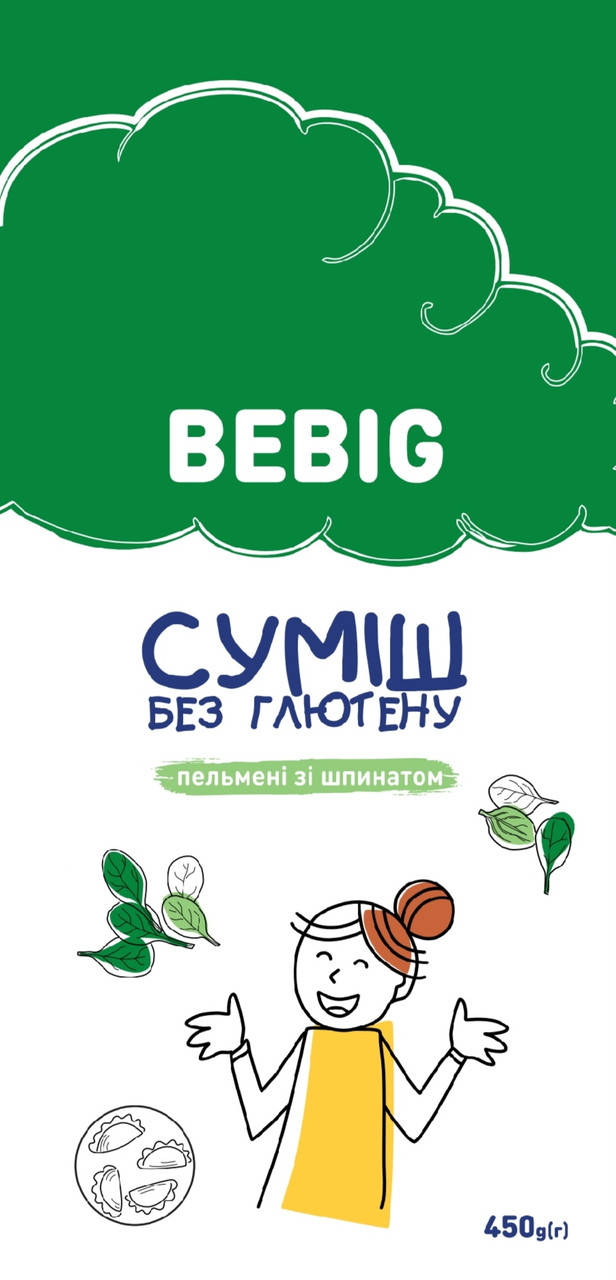

Смесь для выпечки без глютена Пельмени со шпинатом тм Bebig, 450г