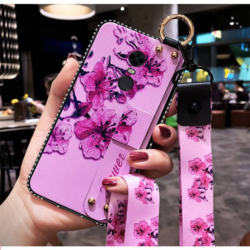 

Чехол Lanyard для Xiaomi Redmi 5 Plus бампер с ремешком Rose
