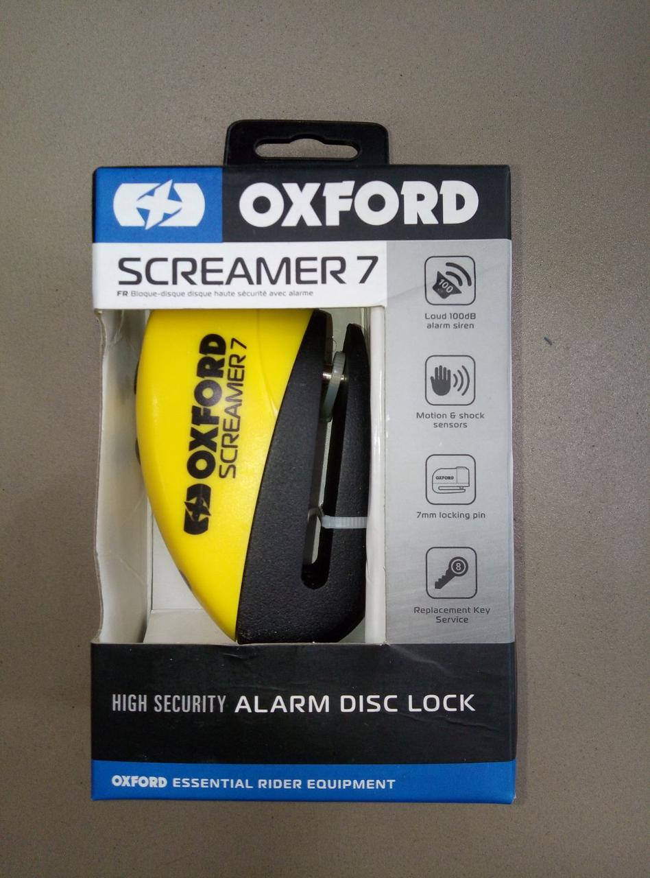

Мотосигнализация, замок на диск Oxford Screamer7 Alarm Disc Lock Yellow/black