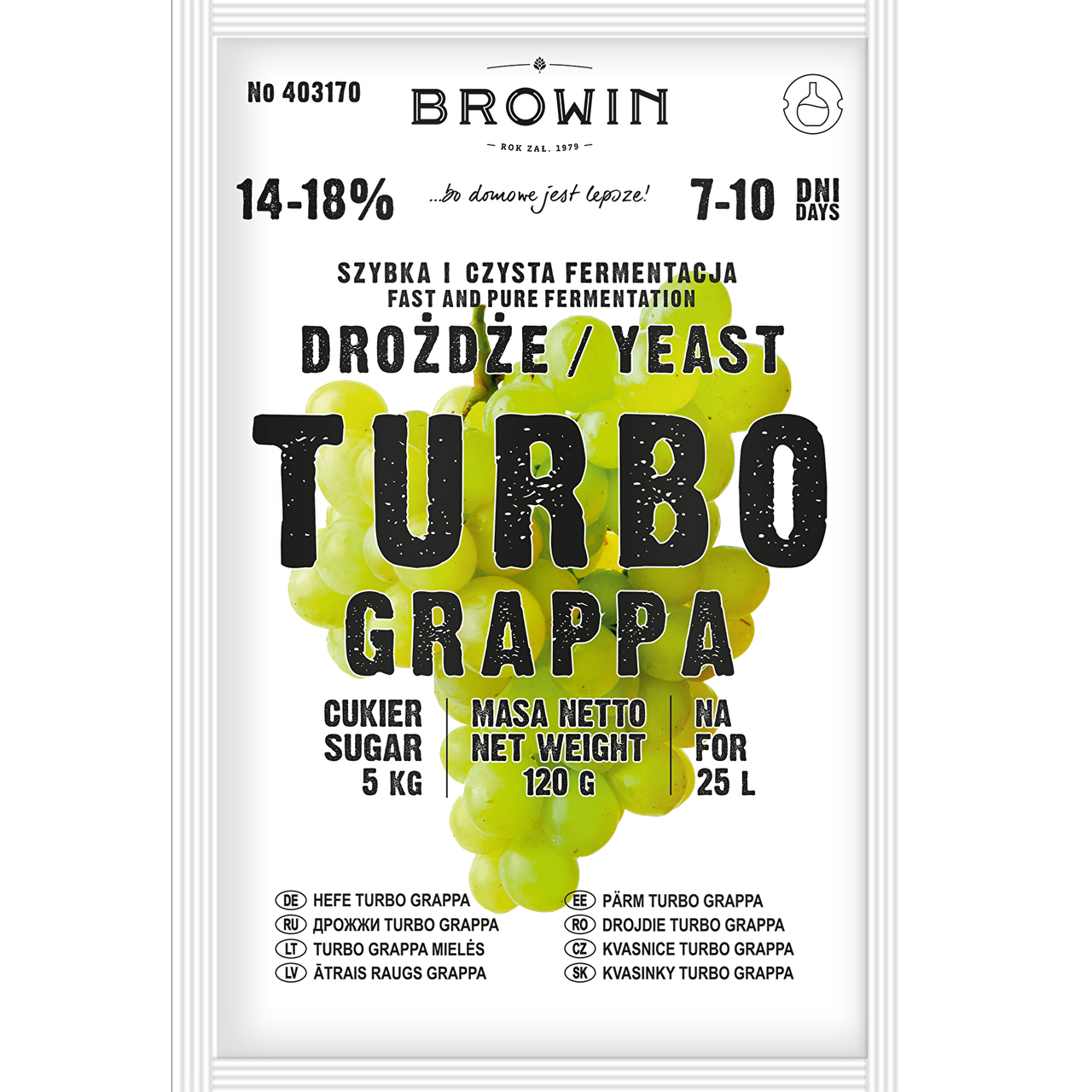 

BIOWIN дрожжи Turbo Grappa для фруктов и ягод
