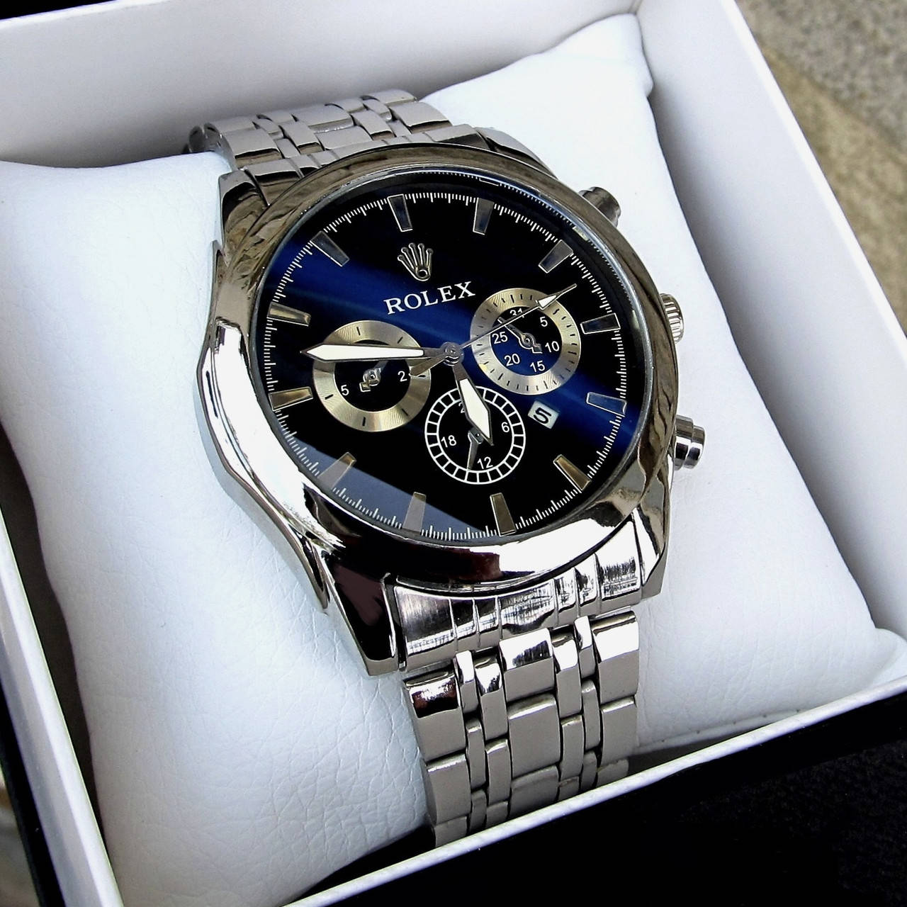 

Мужские серебряные наручные часы Rolex / Ролекс