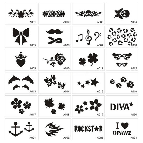 

Трафарет для креативного груминга Opawz Tatto Stencil Set 24 шт.