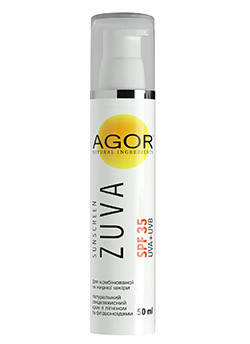 

Солнцезащитный крем для комбинированой и жирной кожи ZUVA с SPF 35 фильтром, Agor, 50 мл