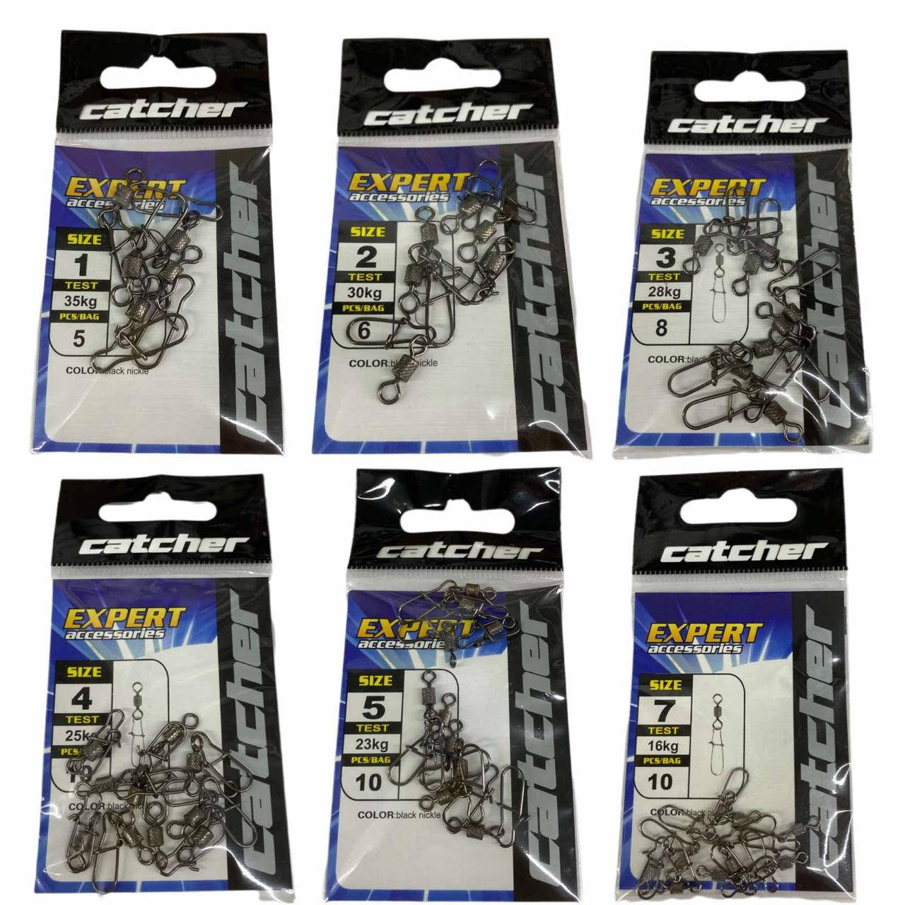 

Вертлюг + карабин c застёжкой Catcher Expert 10 шт. ( №  - 10