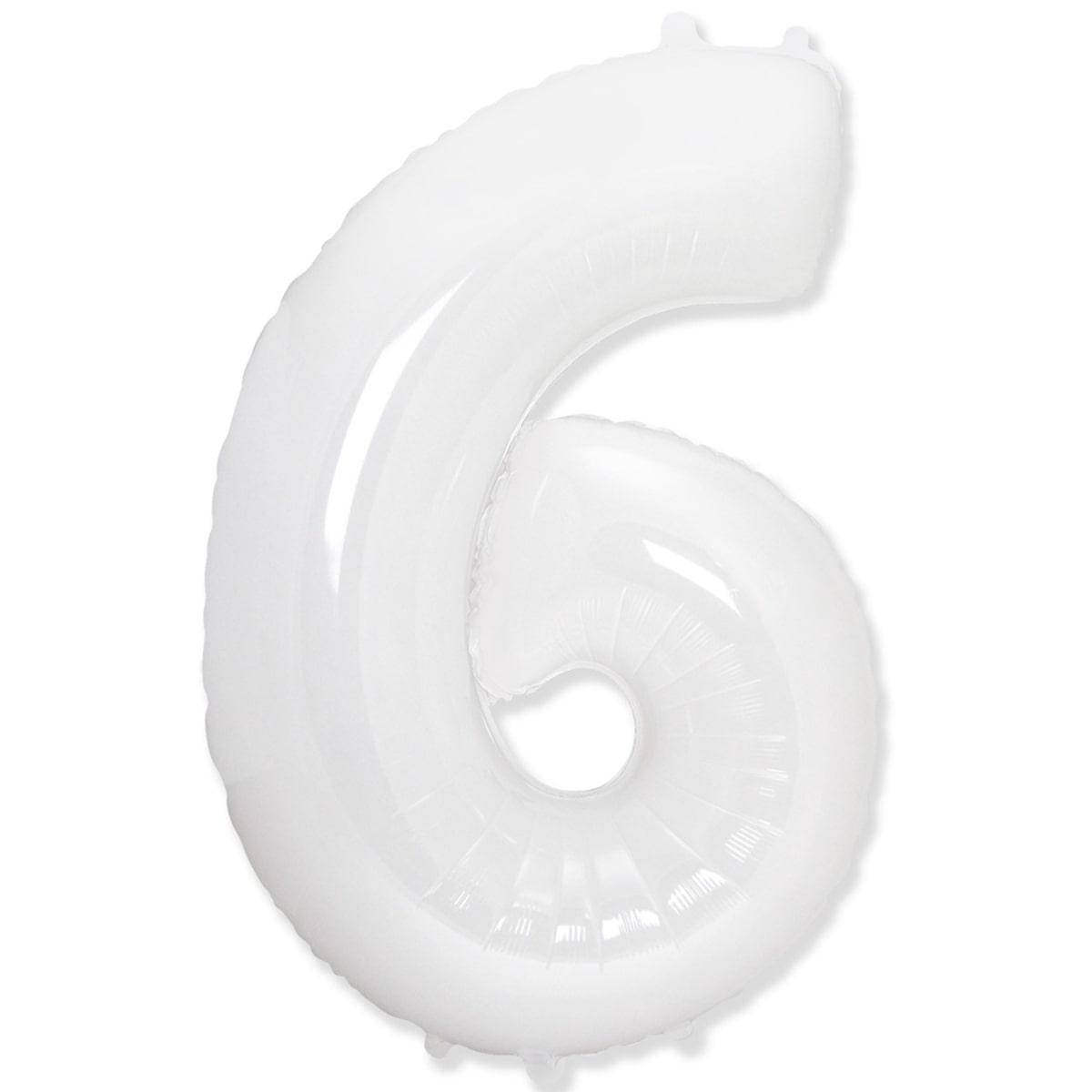 

FM 40" Цифра 6 Белая White. Фольгированный шар, Белый