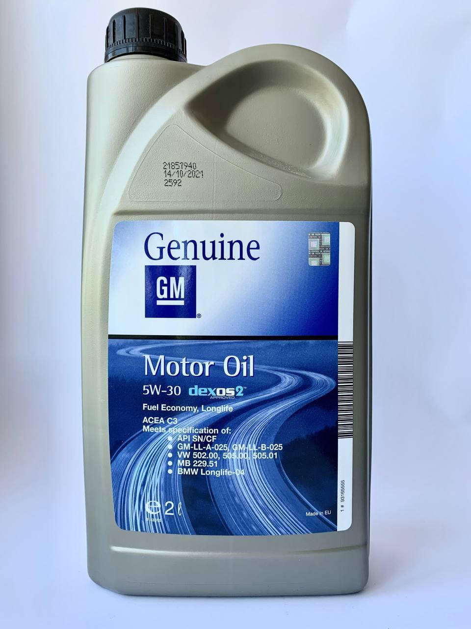 

Оригинальное моторное масло GM General Motors Dexos 2 5W-30 2 л. 93165555