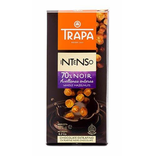 

Шоколад черный TRAPA какао 70% с цельным фундуком, без глютена 175г
