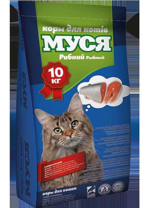 

Сухой корм для кошек Муся 10кг рыбный, со вкусом рыбы