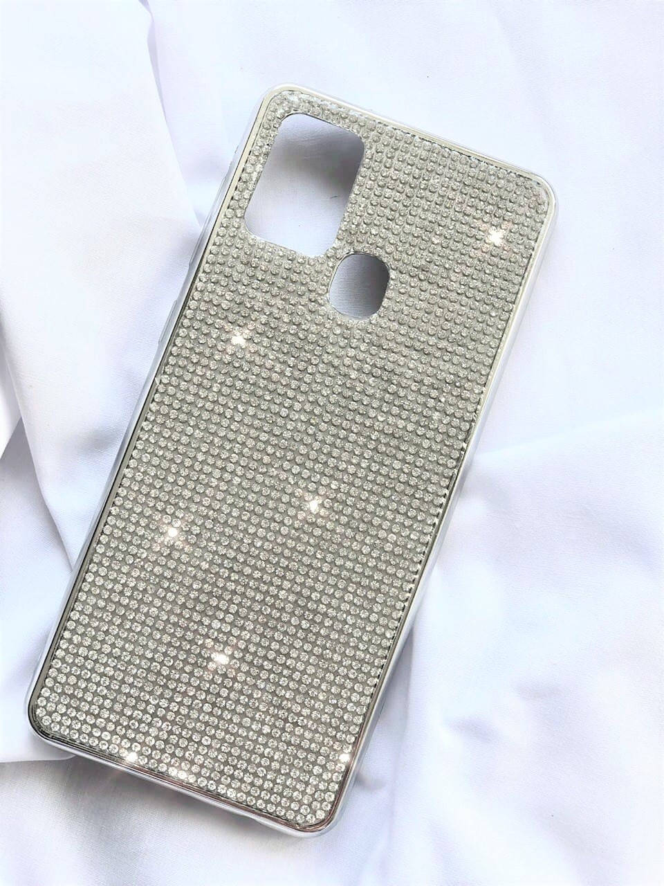 

Силиконовый чехол с камнями для Samsung Galaxy A21s (SM-A217F), Серебристый