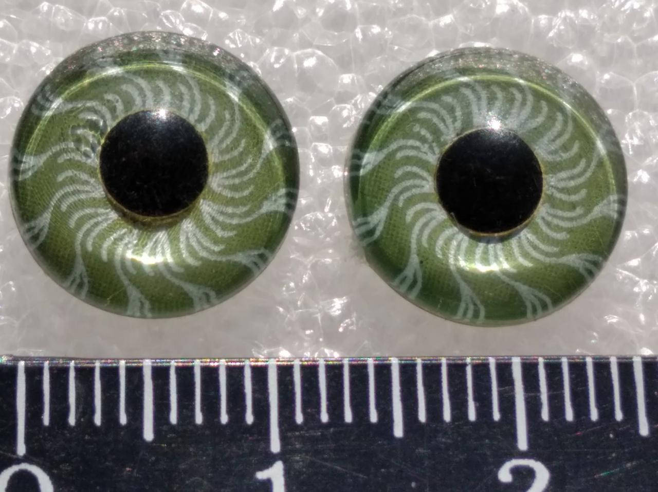 

Глазки для кукол, акрил, живые зрачки, клеевые, зелёный 12 мм. № 034