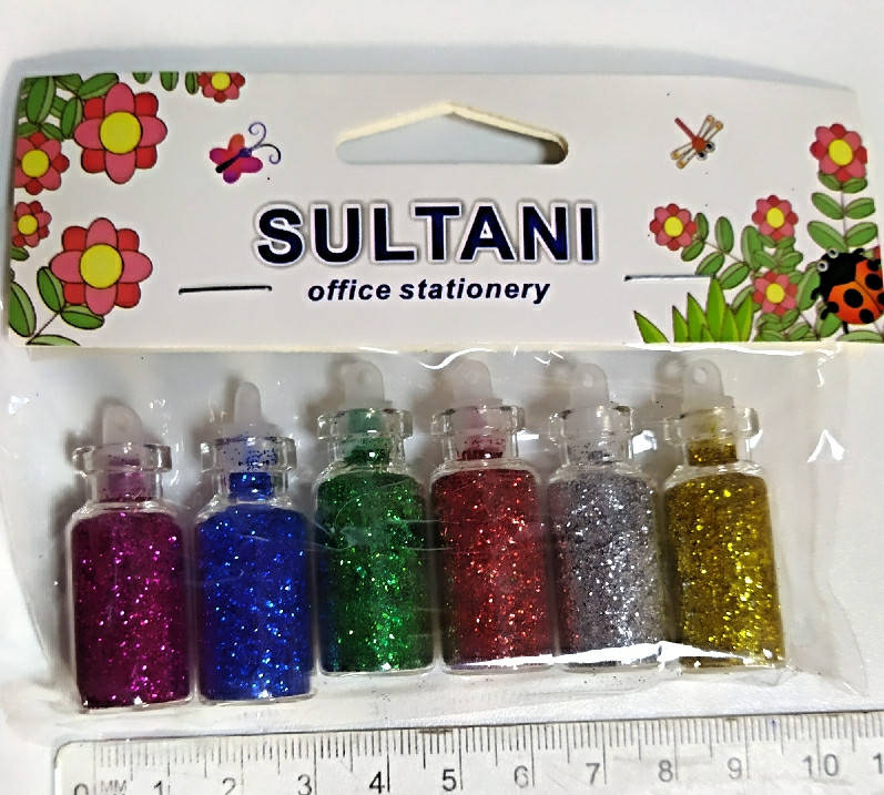 

Набор блесток (глиттера) 6 цветов в стеклянных колбах